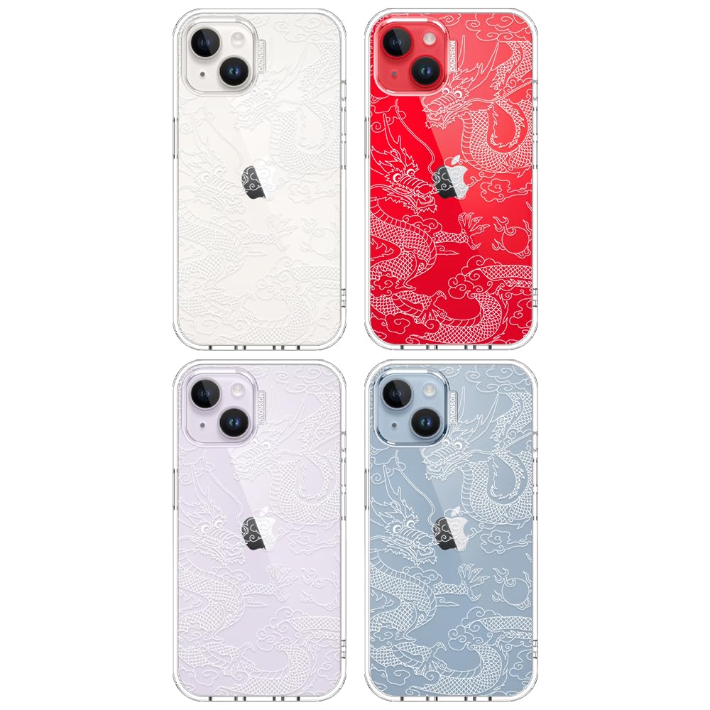 MOSNOVO iPhone 14 and iPhone 13 Case, Transparent Shockproof TPU Cover [Protection from Military Falls up to 2 m] [Anti-Skip Technology] - White Dragon - 4