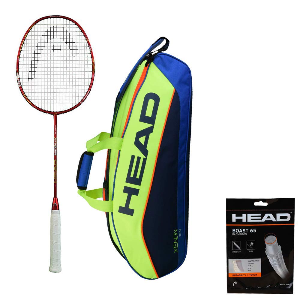 HEAD IGNITION 900 BADMINTON RACKET WITH KITBAG XENON 600 AND BOAST 65 BADMINTON STRING YELLOW-image-5