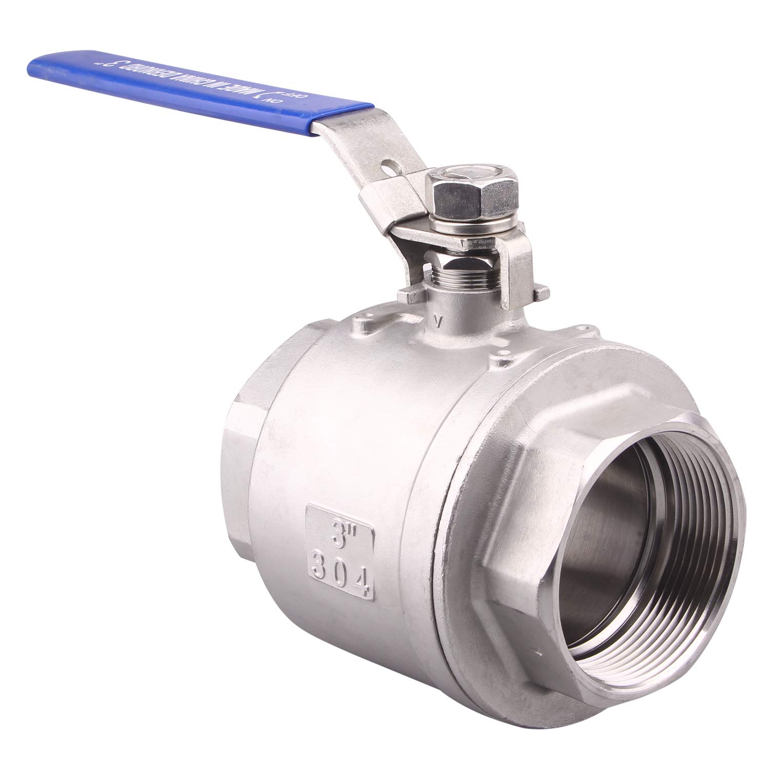 DERNORD - Válvula de bola de acero inoxidable 304, 2 piezas de puerto completo resistente para WOG con dispositivo de bloqueo