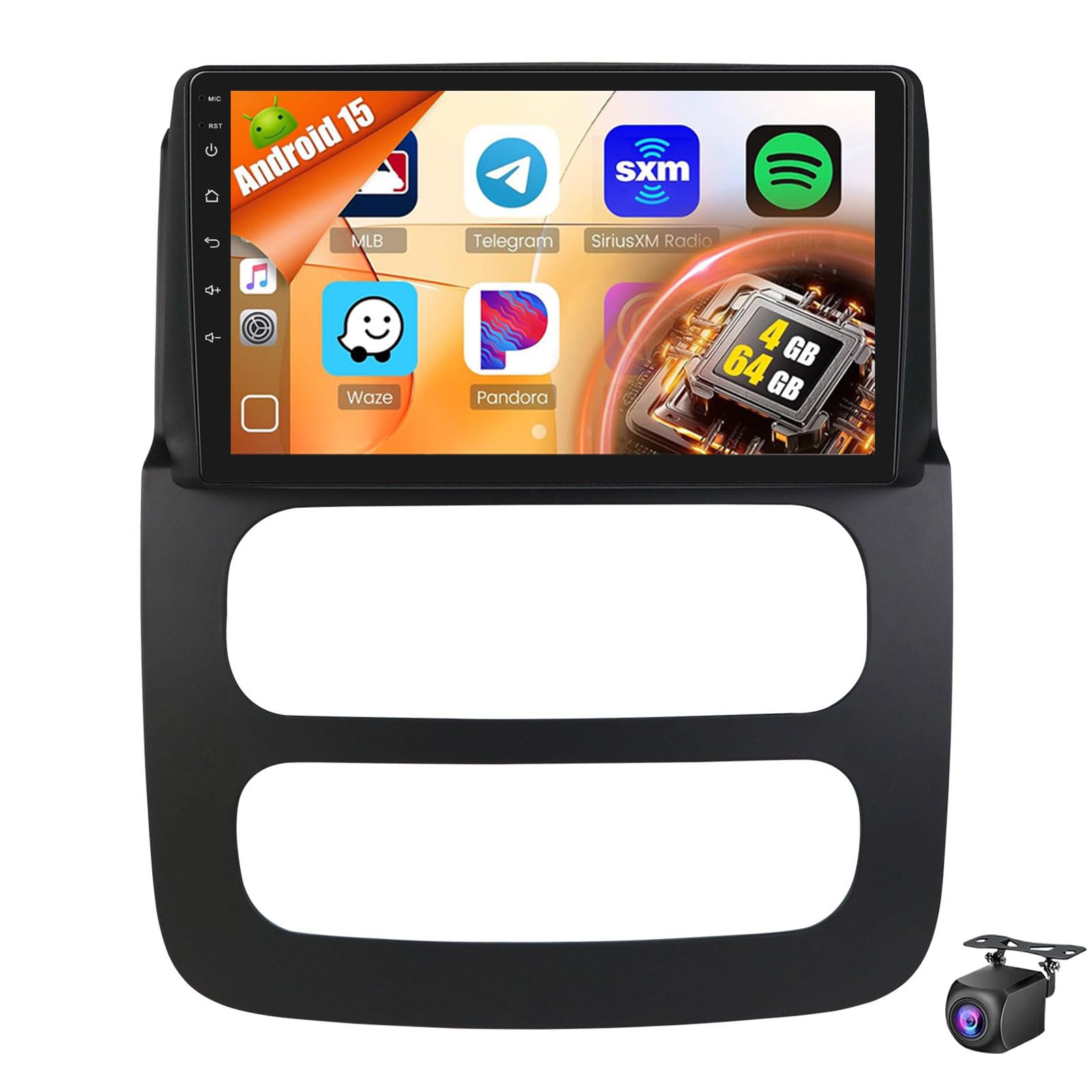 Android 15 Car Stereo For Do-dge Ram 1500/2500/3500 2002-2005 Radio With Wireless Carplay Android Auto 9 Inch IPS Touch Screen GPS Navi Bluetooth Mirror Link WiFi FM RDS SWC Backup (Size:8Core 8+256G)
