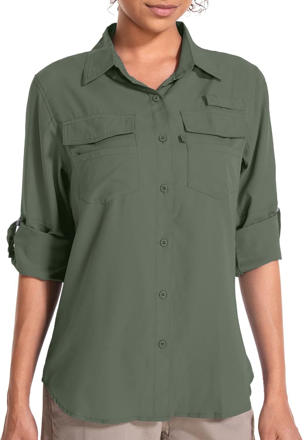 Women's UPF 50 UV Sun Protection Long Sleeve Safari Shirts Quick Dry Hiking Travel Fishing Outdoor Cool Shirts