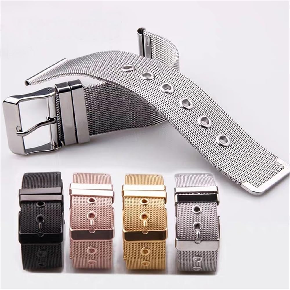 Correa de la banda de vigilancia de reloj de acero inoxidable Cinturón de escritura universal ajustable 14/16/18/20/22/24 mm oro plateado de oro negro rosa negro