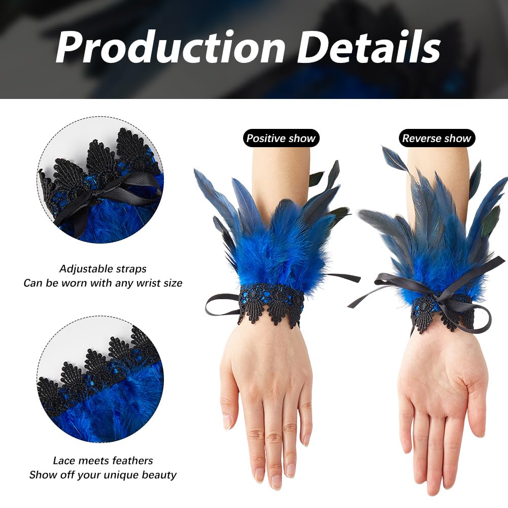 Puños removibles de estilo * con plumas artificiales góticas * para pulseras de carnaval y accesorios de cosplay Puños removibles de estilo * con plumas artificiales góticas * para pulseras de carnaval y accesorios de cosplay