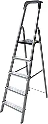 ESCADA DOMESTICA DE ALUMINIO 5 DEGRAUS BTF - Uso domestico.