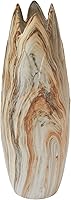 Deco 79 Beige Ceramic Marbled Vase, 7x7x21 Inch Decorative Centerpiece with Angled Edge & Rust Accents for Home Decor