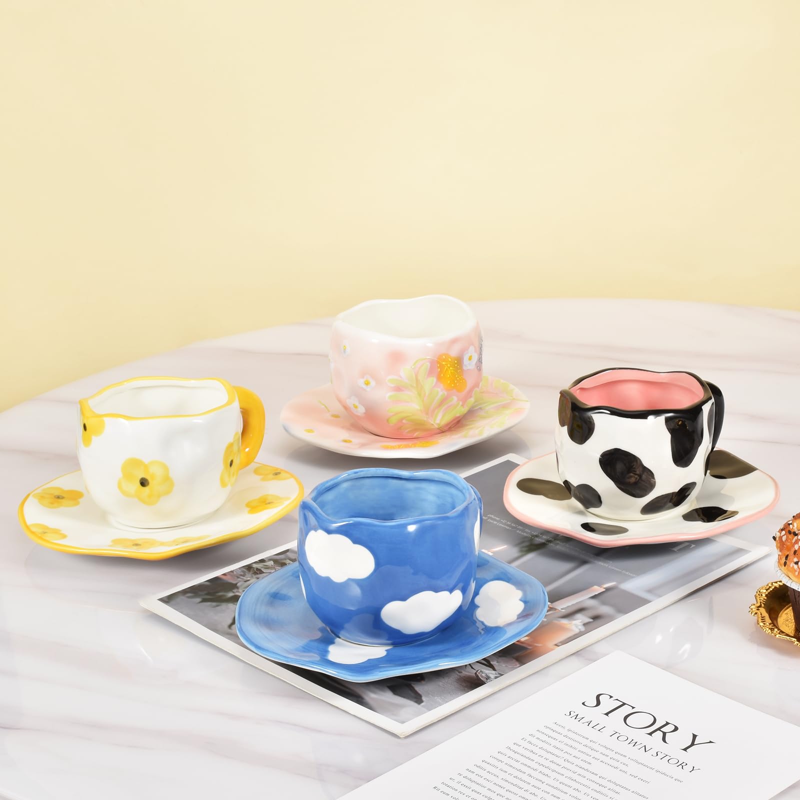 Koythin Ceramic Coffee Mug with Saucer Set - Image 4