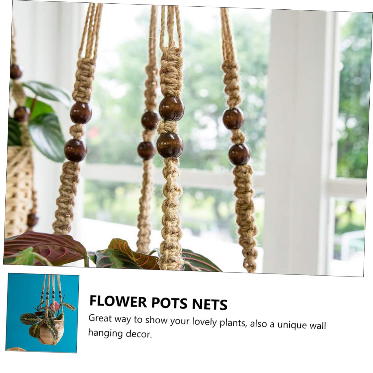 UKCOCO Lot De 3 Paniers Suspendus en Jute Et Macramé pour Plantes D'Intérieur en Corde De pour Pots De Fleurs en