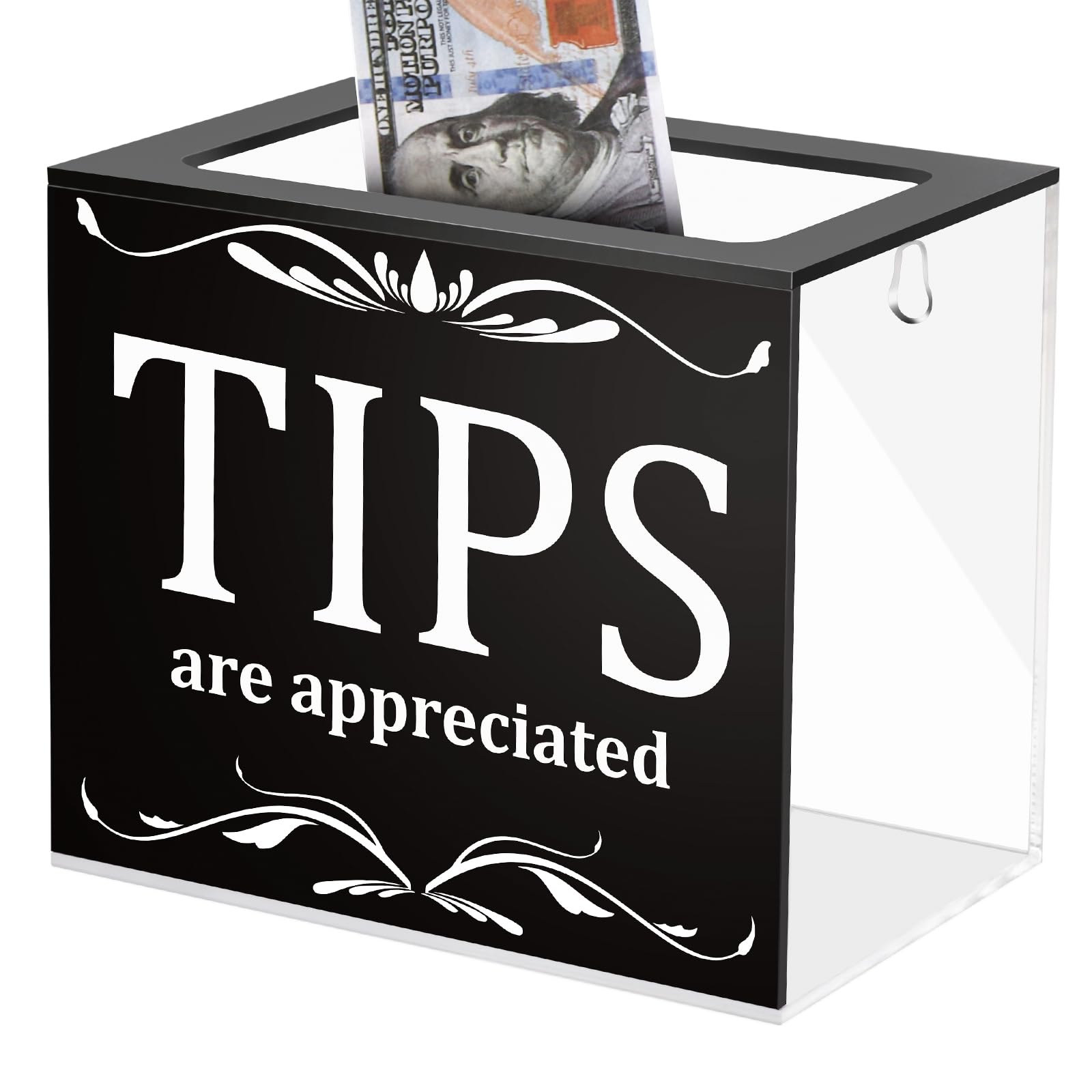 Prounion Tip Jars for Money Acrylic Tip Box Bucket 6 x 4 x 5 Inch Money Coin Storage Container Acrylic Donation Collection Suggestion Raffle Cash Box Jar for Restaurants Musicians Bartender