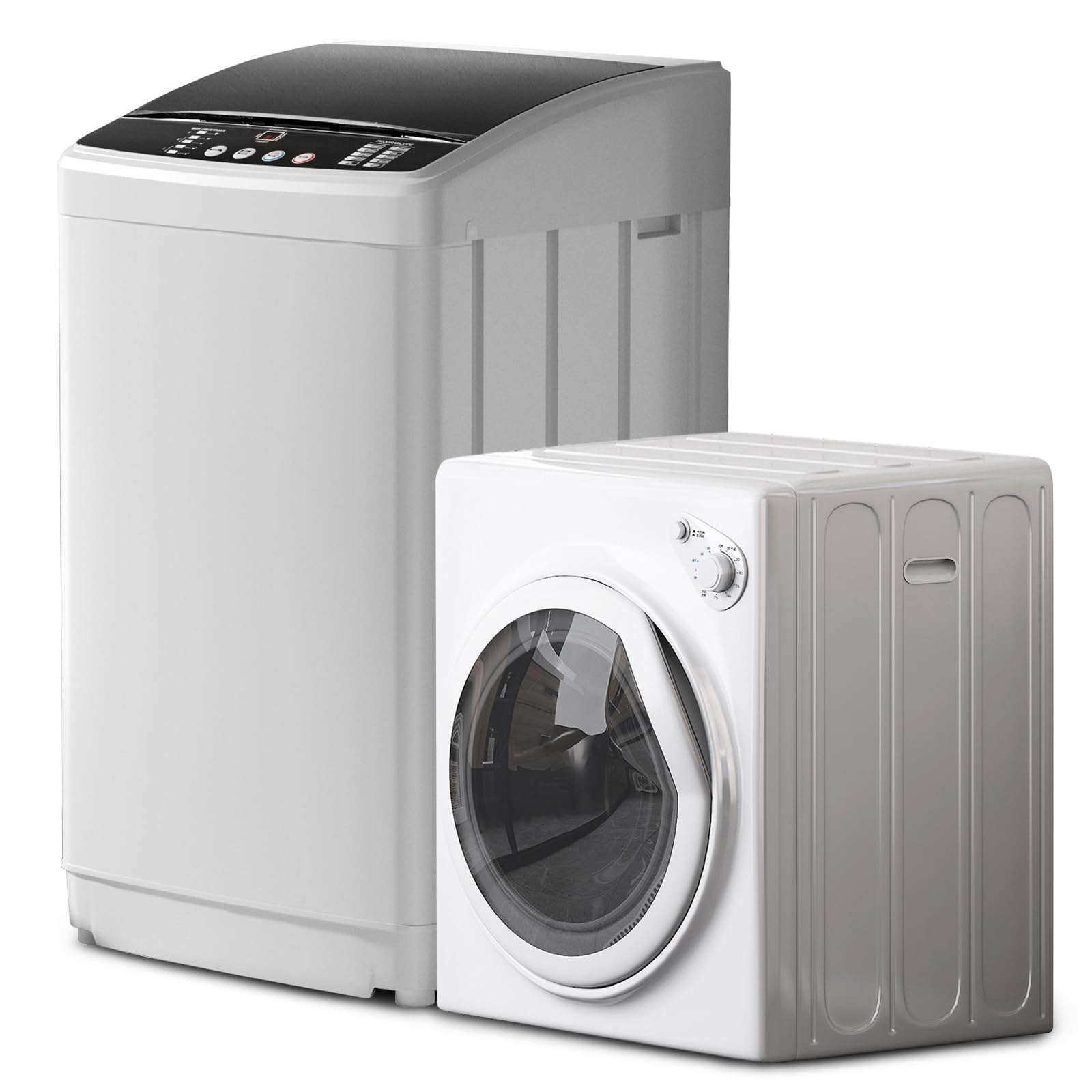Lavadora y secadora compacta TABU, 20 lb, totalmente automática, con 10 programas, secadora compacta de 13 lb con tina interior de acero inoxidable, color blanco