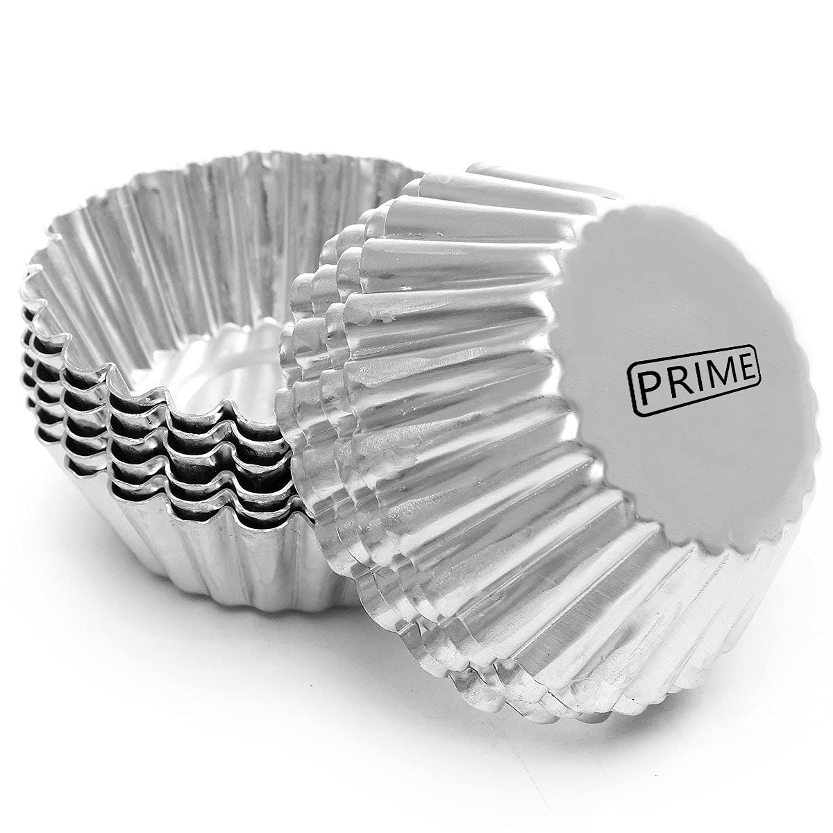 Prime Bakers and Moulders Aluminum Cup Cake Baking Tart Mould for Oven Set of 10 Pieces, (8 cm
