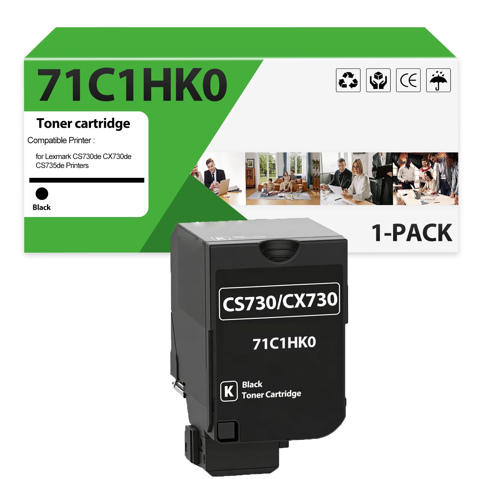Photo 1 of ZHINGUAN 71C1HK0 Black High Yield Toner Cartridge Replacement for CS730 CX735 Toner Cartridge Work for Lexmark CS737dze CX730de CS735de CS730de Printers?1-Black?22,000 Pages?