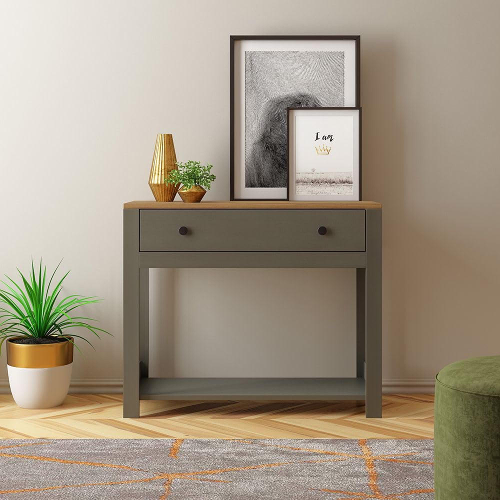 Danube Home Pearson Console Table W/Drawer - Anthracite/Walnut