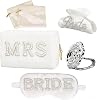 Bride to be Gifts, Wedding Gifts for Bride with Cosmetic Toiletries Bag, Hair Clip, Eye Mask, Vanity Mirror, Card Cases, Bridal Shower Set for Women for Hen Party