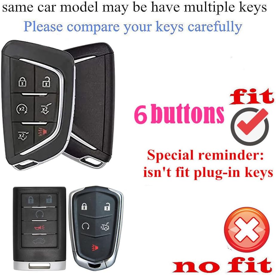 alloy protection Key fob cover compatible with Cadillac 2020 2024 Escalade CT5 XT5 accessories 6 Buttons keychain