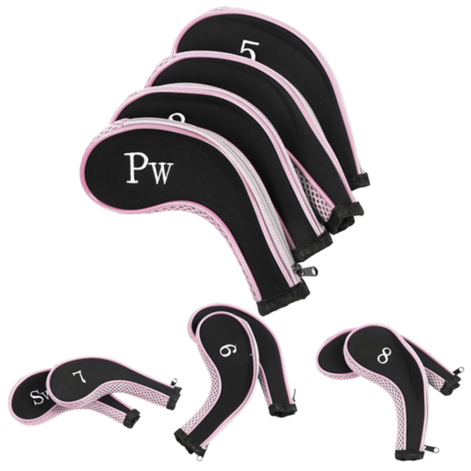 Copritesta in ferro da golf, 10 pezzi Copritesta per mazze da golf in neoprene impermeabile Set per putter Custodia protettiva, Accessori per mazze con Numero(Rosa)
