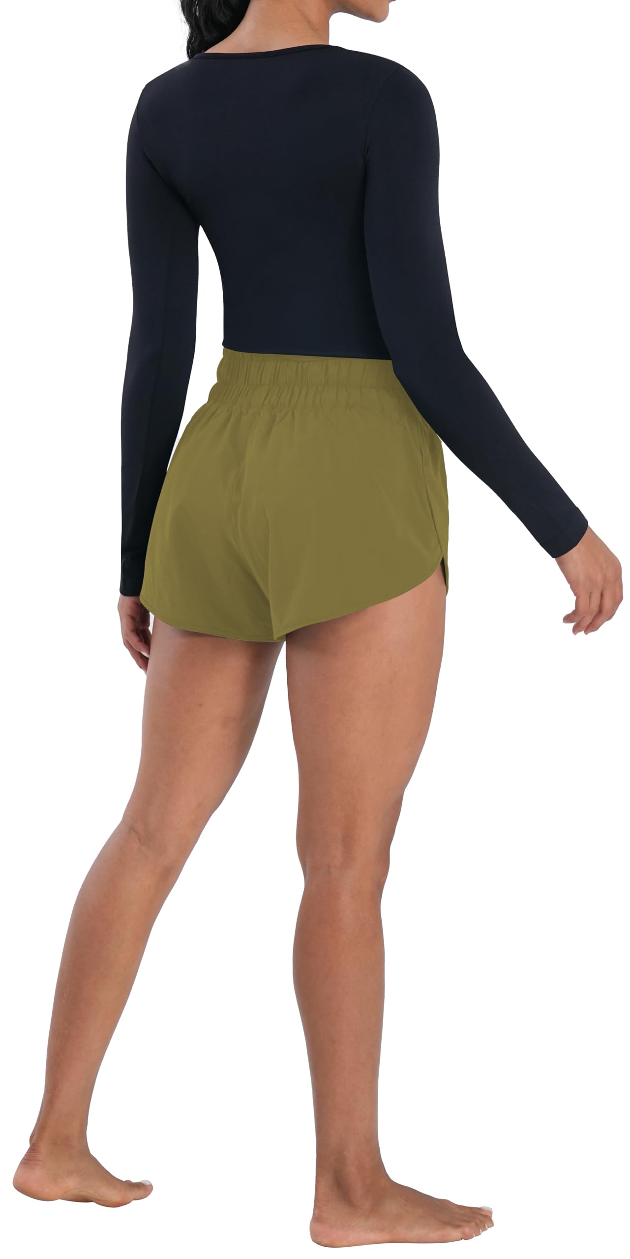Sunzel Pantaloncini da corsa atletici a vita alta da donna ad asciugatura rapida fodera in rete pantaloncini da allenamento in palestra con tasche con cerniera