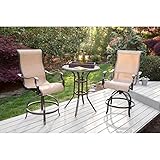 Hanover Manor 3-Piece High-Dining Set with 2 Contoured Swivel Chairs and a 30 in. Counter-Height...
