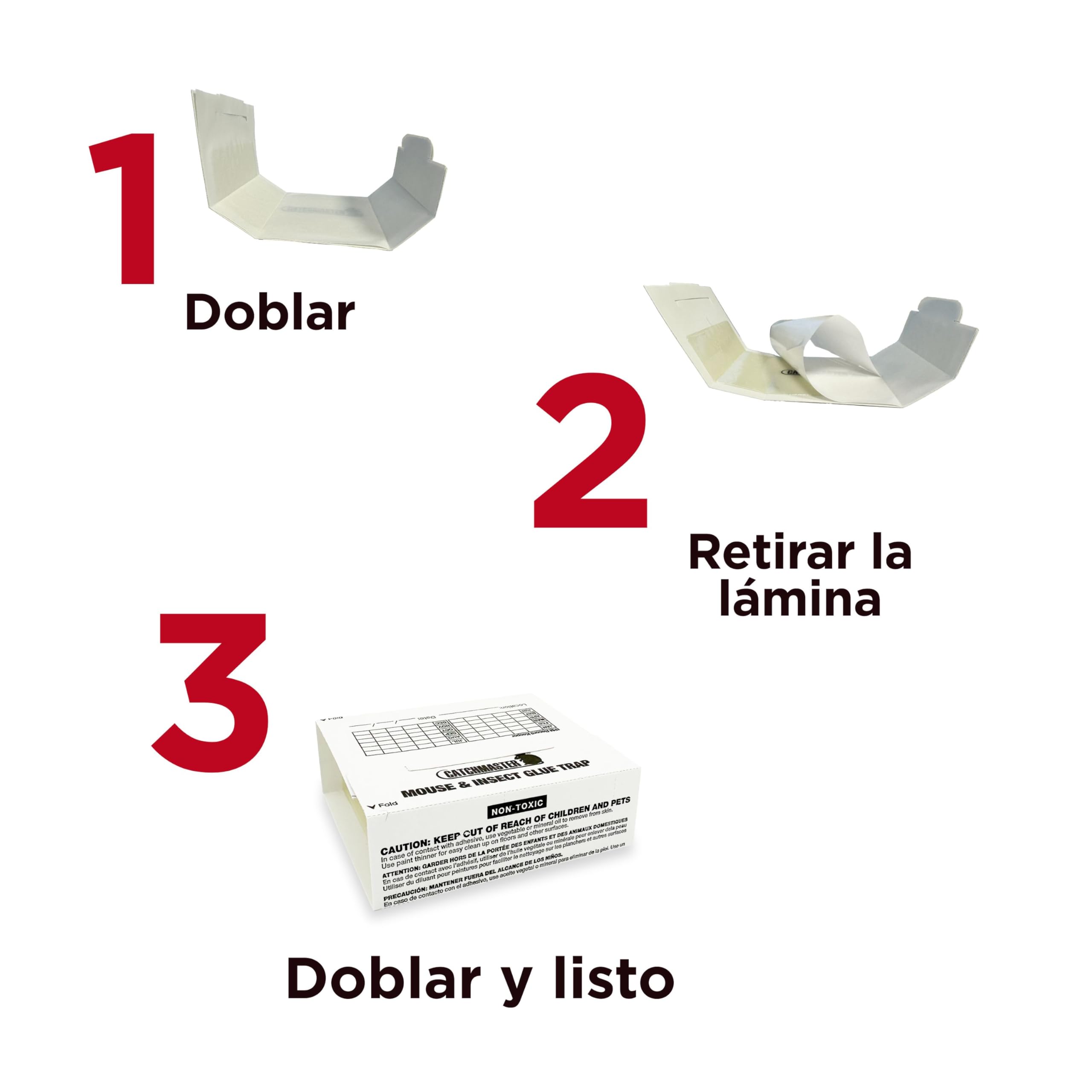 Catchmaster 72TC 72X Trampas para Ratones Adhesivas | Precebadas y Sin Veneno | Pegajosas y No Tóxicas | Seguridad para Niños y Mascotas | Trampas para Roedores para Casa y Garaje | Larga Duración