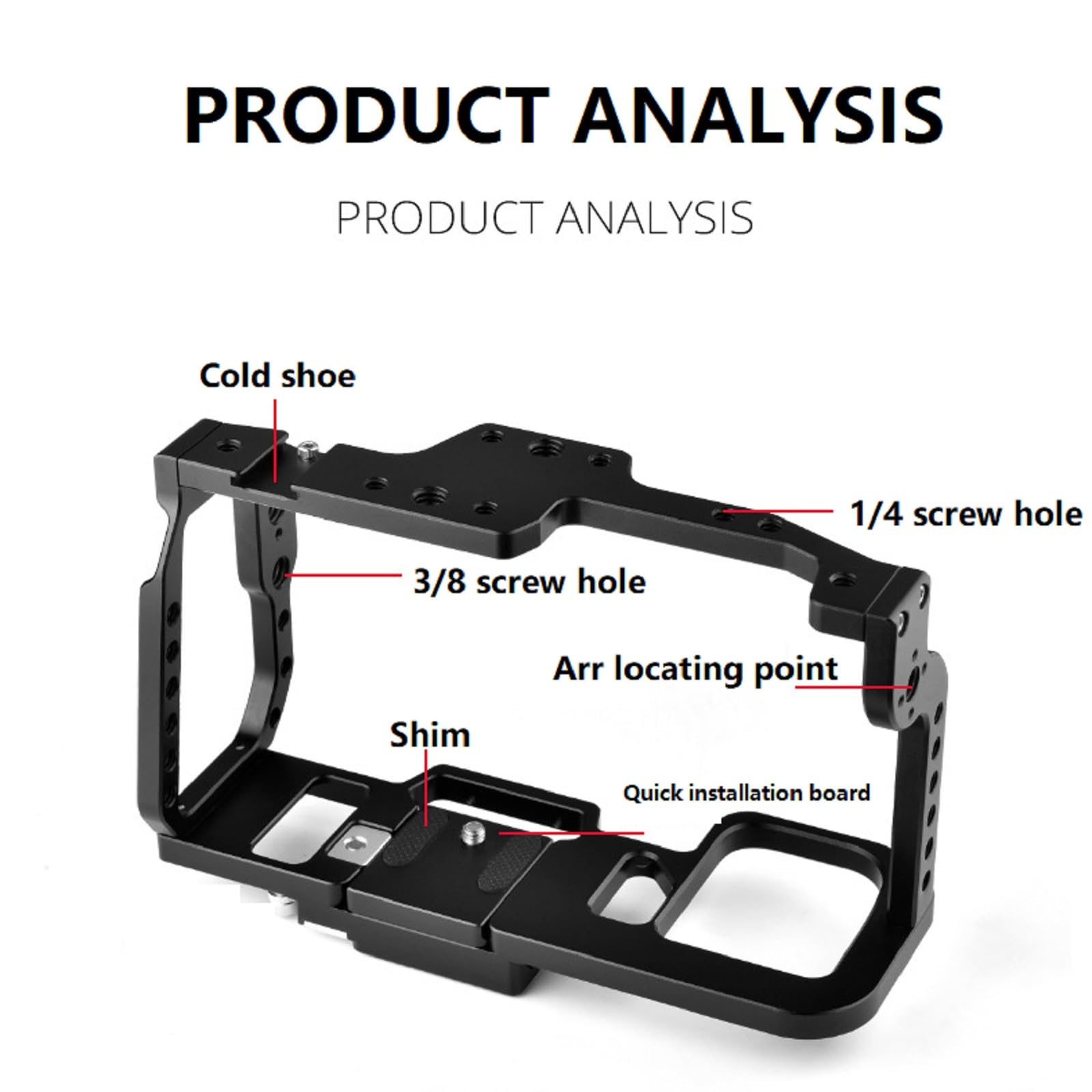 Aluminium Alloy Frame Case Shell Protective Action Camera Cage Shell with Multiple Threaded Holes for BMPCC 4K Camera