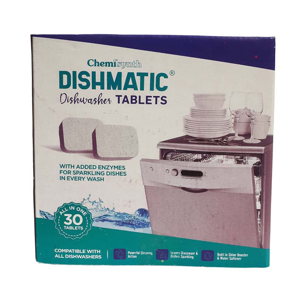 Dishmatic Dishwasher Tablets, Automatic Dishwashing Tablets for Sparkling Clean Dishes Compatible with All Dishwashers (30 Pcs)-picture-15