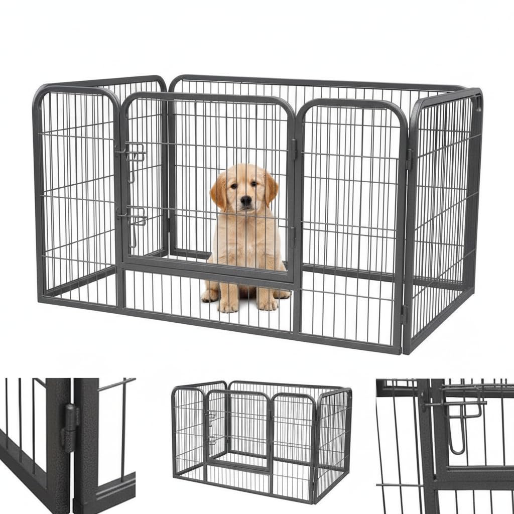 Melko Welpenauslauf Freilaufgehege XXL Hunde mit Tür 124x80x70 cm klappbar