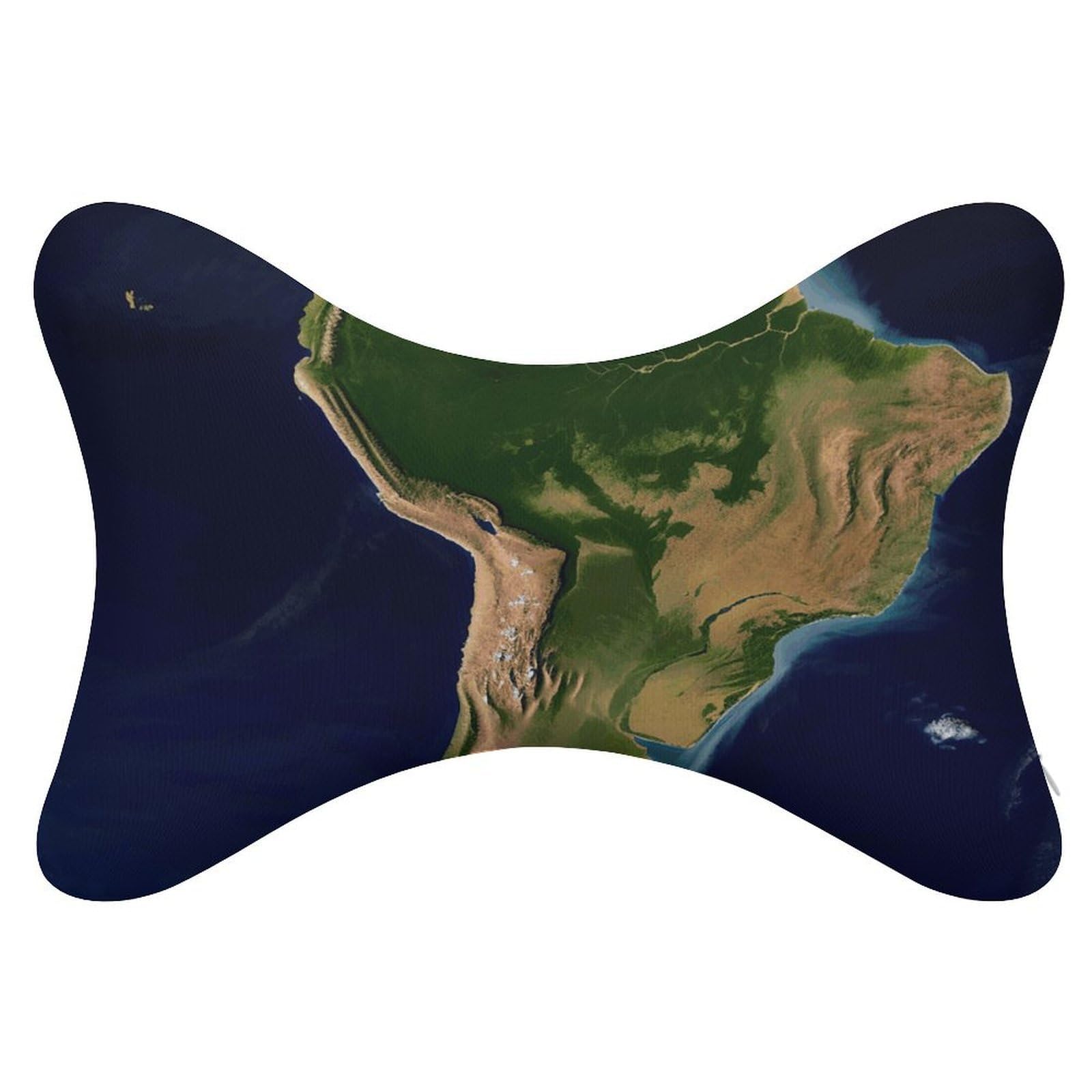 FekiLoot South America Satellite Image Car Headrest Set of 2,Softness Memory Foam Car Neck Pillow with Breathable Removable Cover Car Neck Support Pillow Ergonomic for Driving, Office