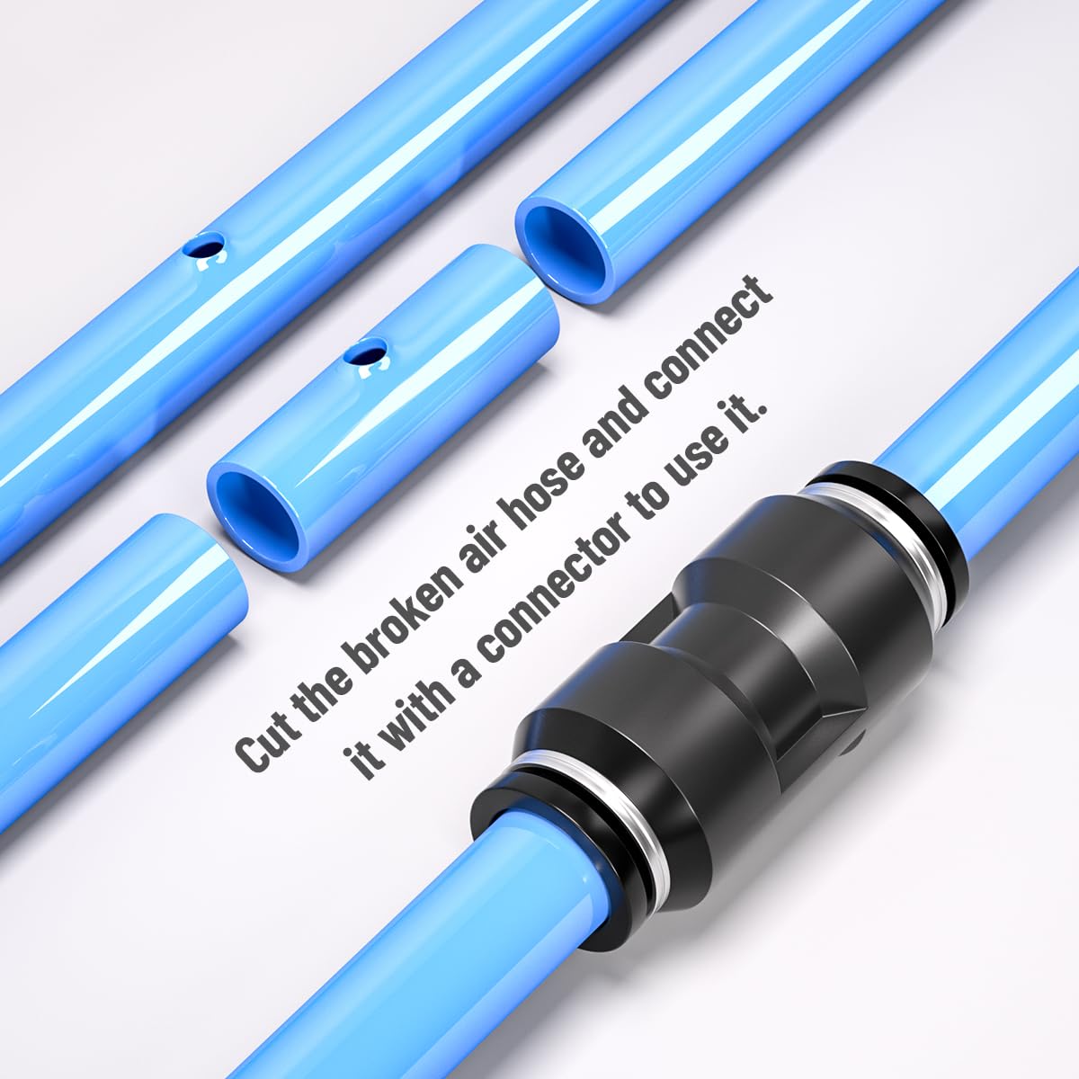60 pezzi 12 mm nero spingere per collegare kit di raccordo pneumatico, 15 dritto, 15 divisori, 15 gomiti, 15 tipi Tee connettori pneumatici a sgancio rapido