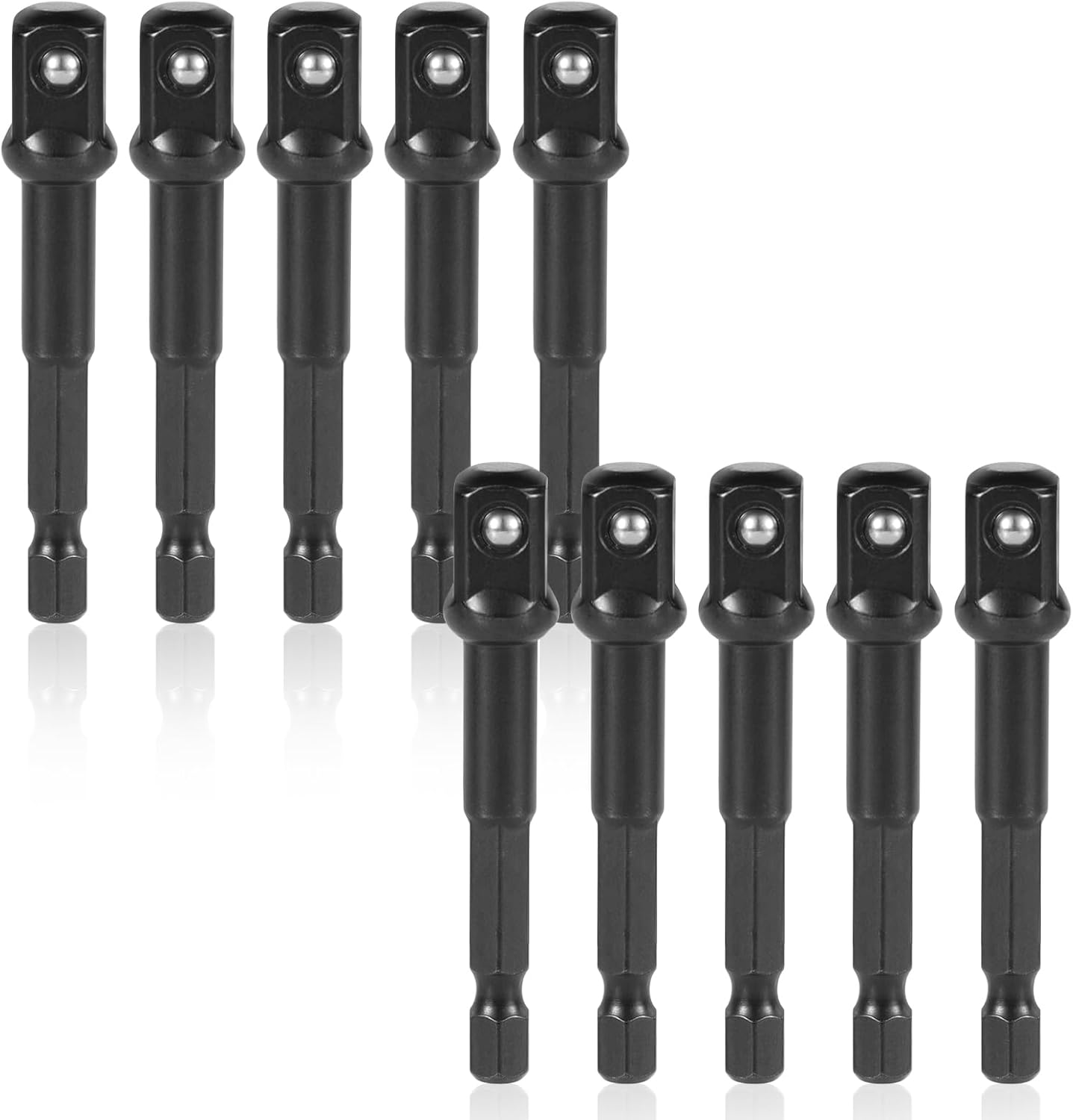 BOXOB 10pcs 3/8 Impact Adapter, 1/4 to 3/8 Chrome Vanadium Steel Extension Impact Driver Socket Drill Bit Practical Replacement Accessories for Drill Industry Home Use(Black)