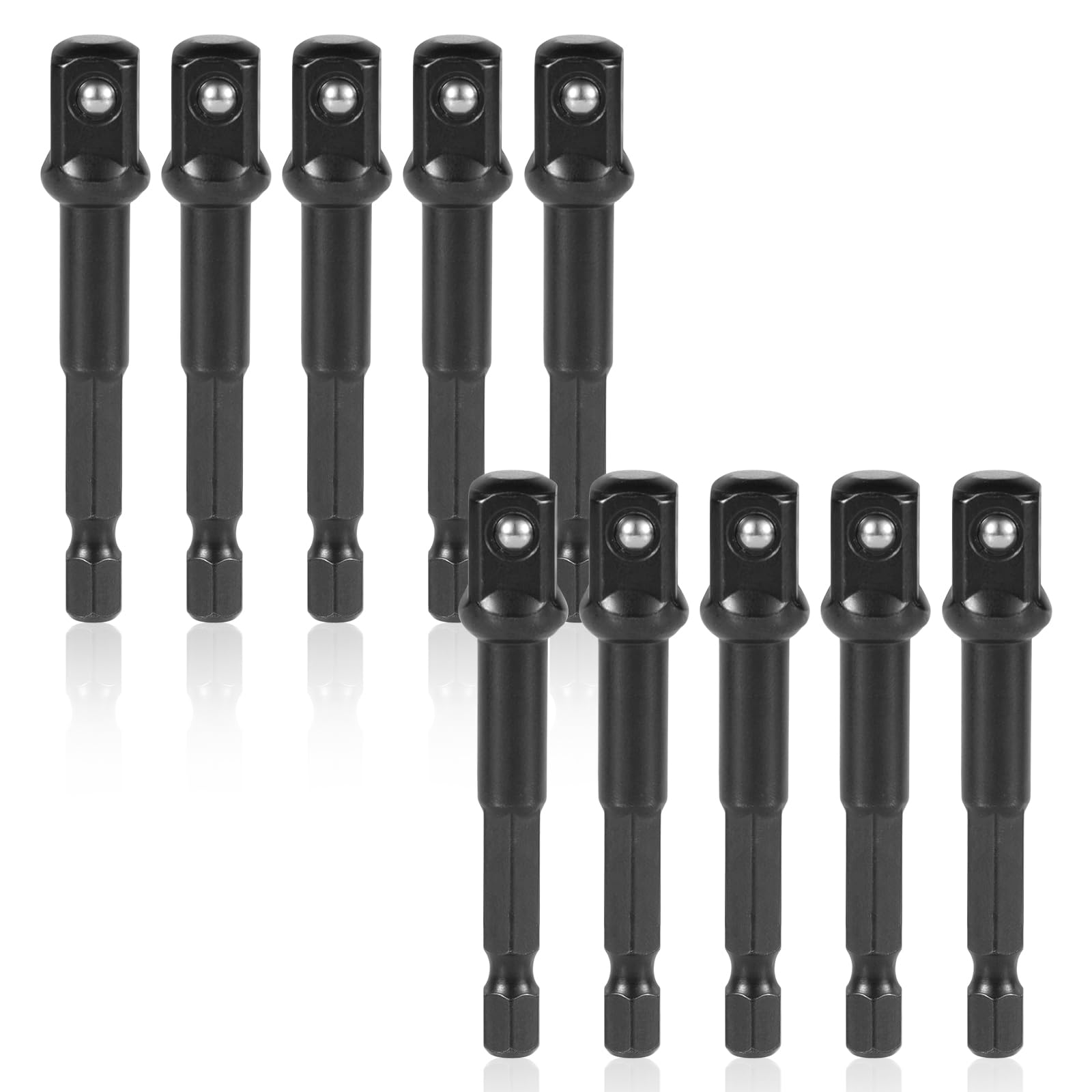 BOXOB 10pcs 3/8 Impact Adapter, 1/4 to 3/8 Chrome Vanadium Steel Extension Impact Driver Socket Drill Bit Practical Replacement Accessories for Drill