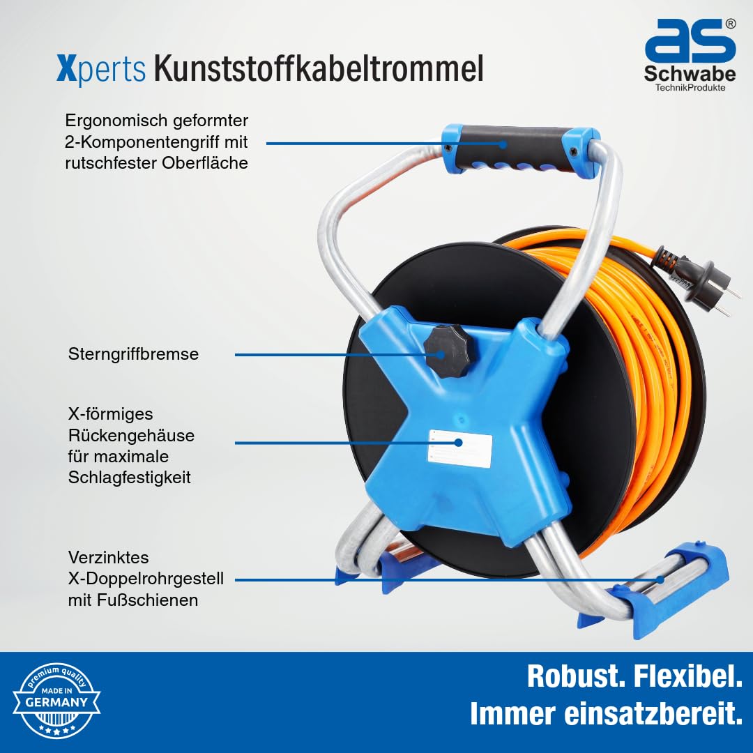 as - Schwabe Xperts Kabeltrommel 50 m H07BQ-F 3G1,5, IP44 Außenbereich