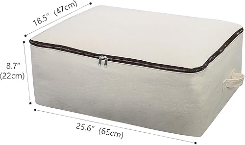 Miniatura 8 de 2 piezas de lona de algodón duradera, bolsa de almacenamiento suave que ahorra espacio, organizador de armario con asa y cremallera para ropa de