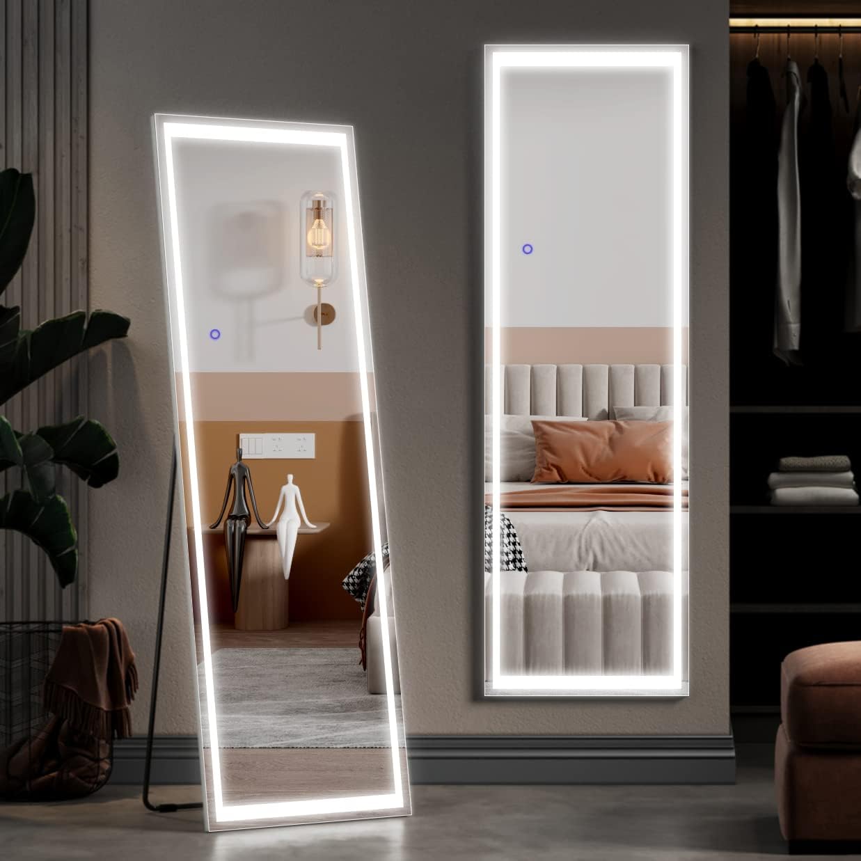 ELEGANT LED Full Length Mirror, 160 x 50 cm Floor Mirror with Lights