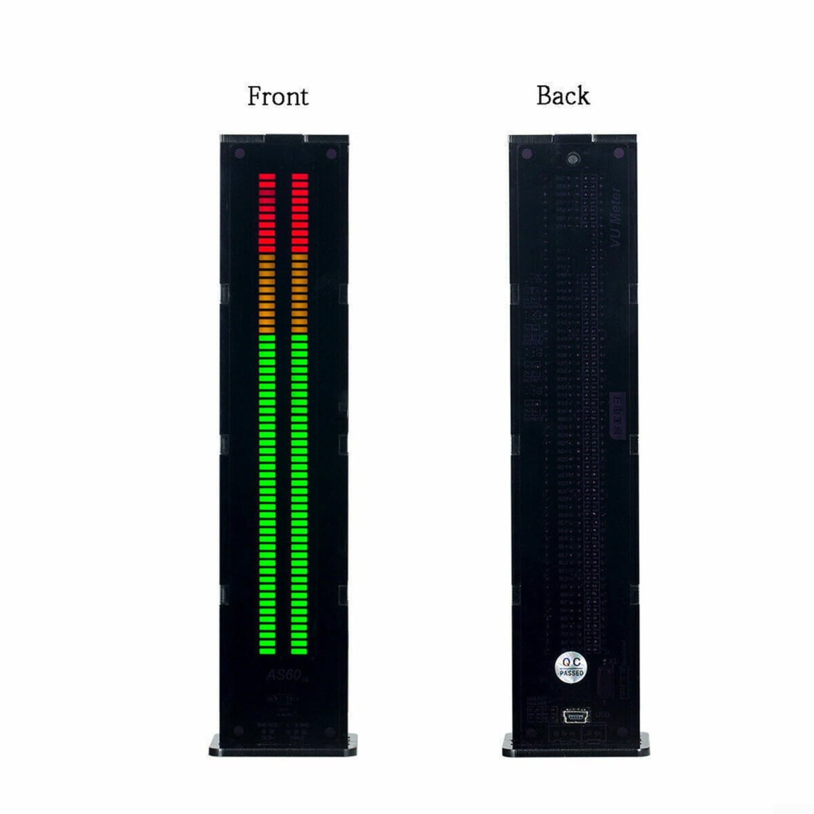 Modulo analizzatore LED AS60, VU Meter a 60 segmenti con 7 modalità di visualizzazione e controllo del guadagno a 10 livelli, display del livello audio DC 5 V per sistemi audio