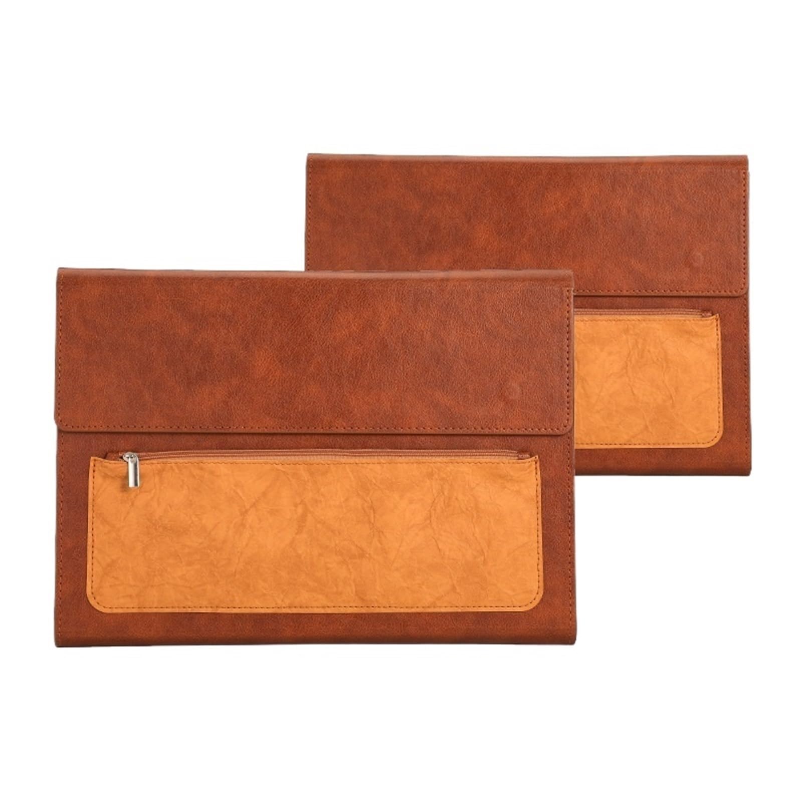 Documentos De Cuero Carpeta de cuero A4 for documentos, 2 unidades, gran capacidad, resistente al agua, for, contratos, facturas, suministros oficina(Brown without handle)