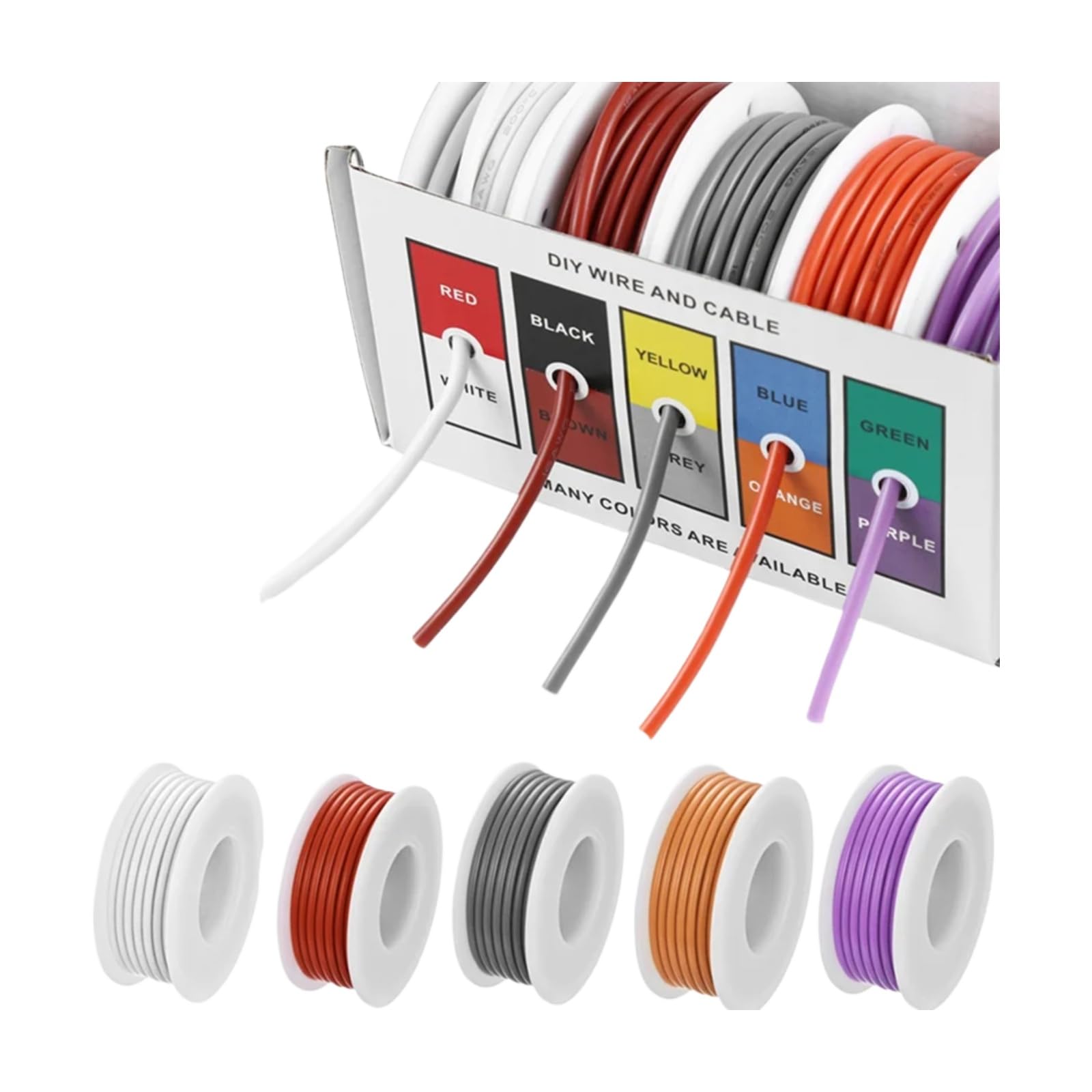 wąż silikonowy i kabel 5 kolorów mieszanych 1 puszka tinned pure copper(2; 250 m; 30 AWG)