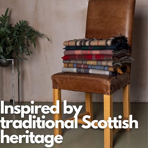 Miniatura 2 de Alfombra de pícnic Scottish Tartan Throw in Stewart - Manta de viaje cálida 100% lana con bordes con flecos - 60 x 70 pulgadas