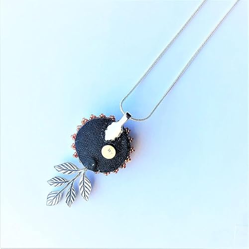 Miniatura 2 de Beadwoven Eye Pendant GoldstoneAmethystGreen Fiber Glass Pearls Antique Brass Branch Sterling SGold F Chain The Desert Princess (brown goldstone,