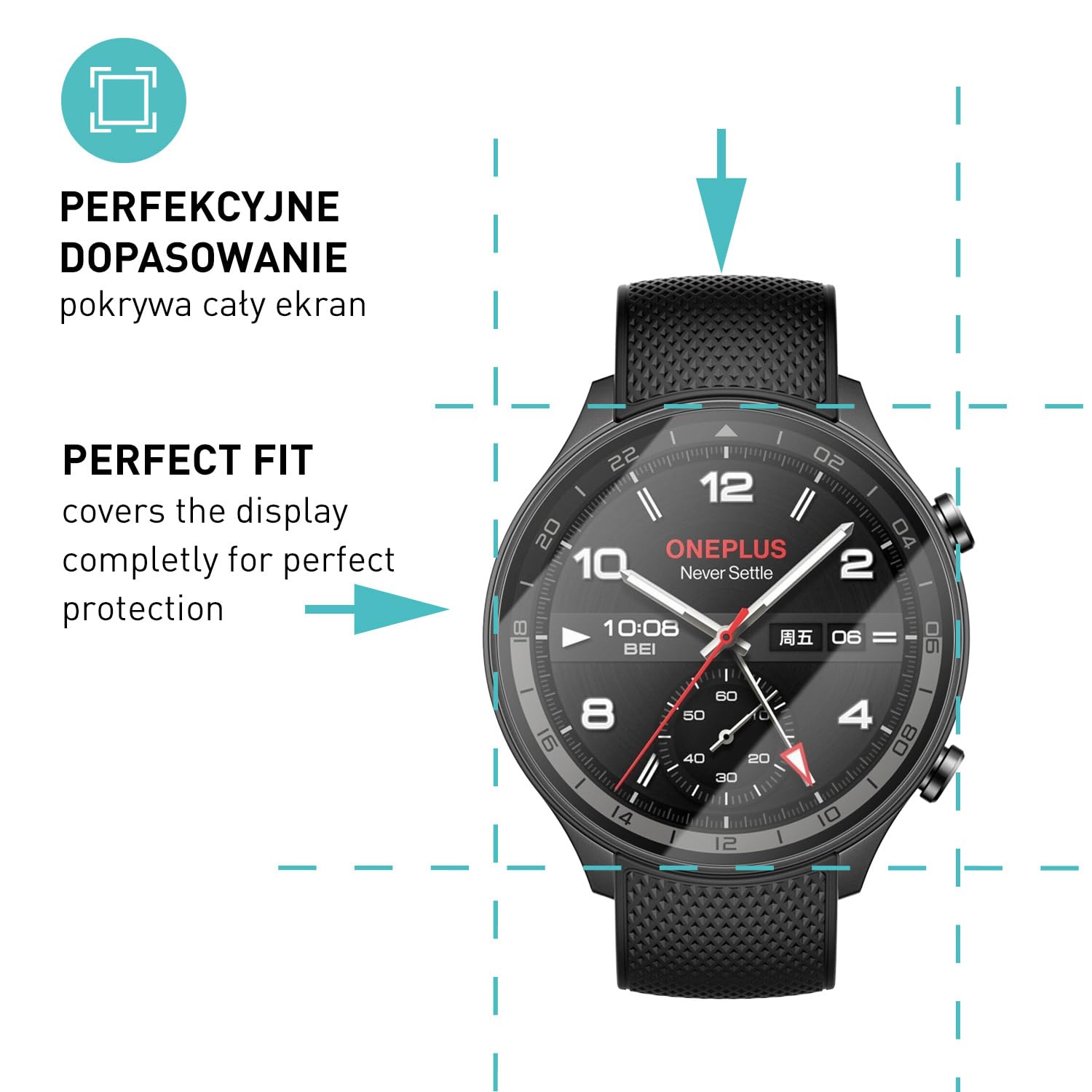 smartect Szkło Hartowane [3 Sztuki, Clear] dla OnePlus Watch 2R, Szklana Ochrona Ekranu 9H, Ochraniacz Ekranu bez Pęcherzyków, Bez Odcisków palców