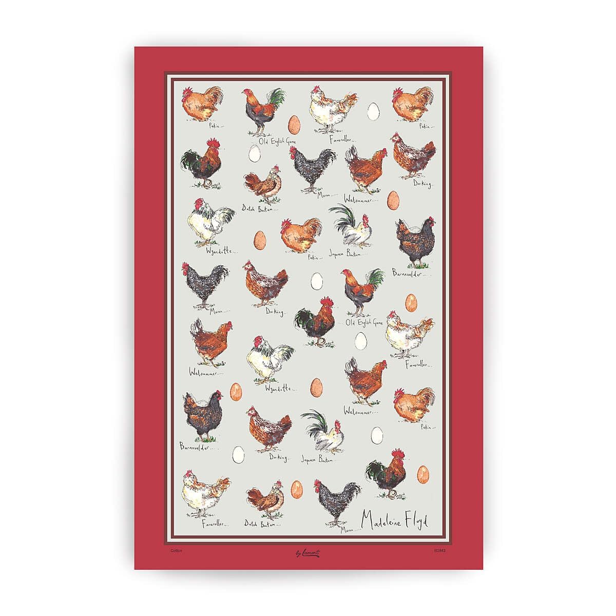 * SAMUEL LAMONT Madeleine Floyd Chicken & Egg Tea Towel Chickens hens poultry