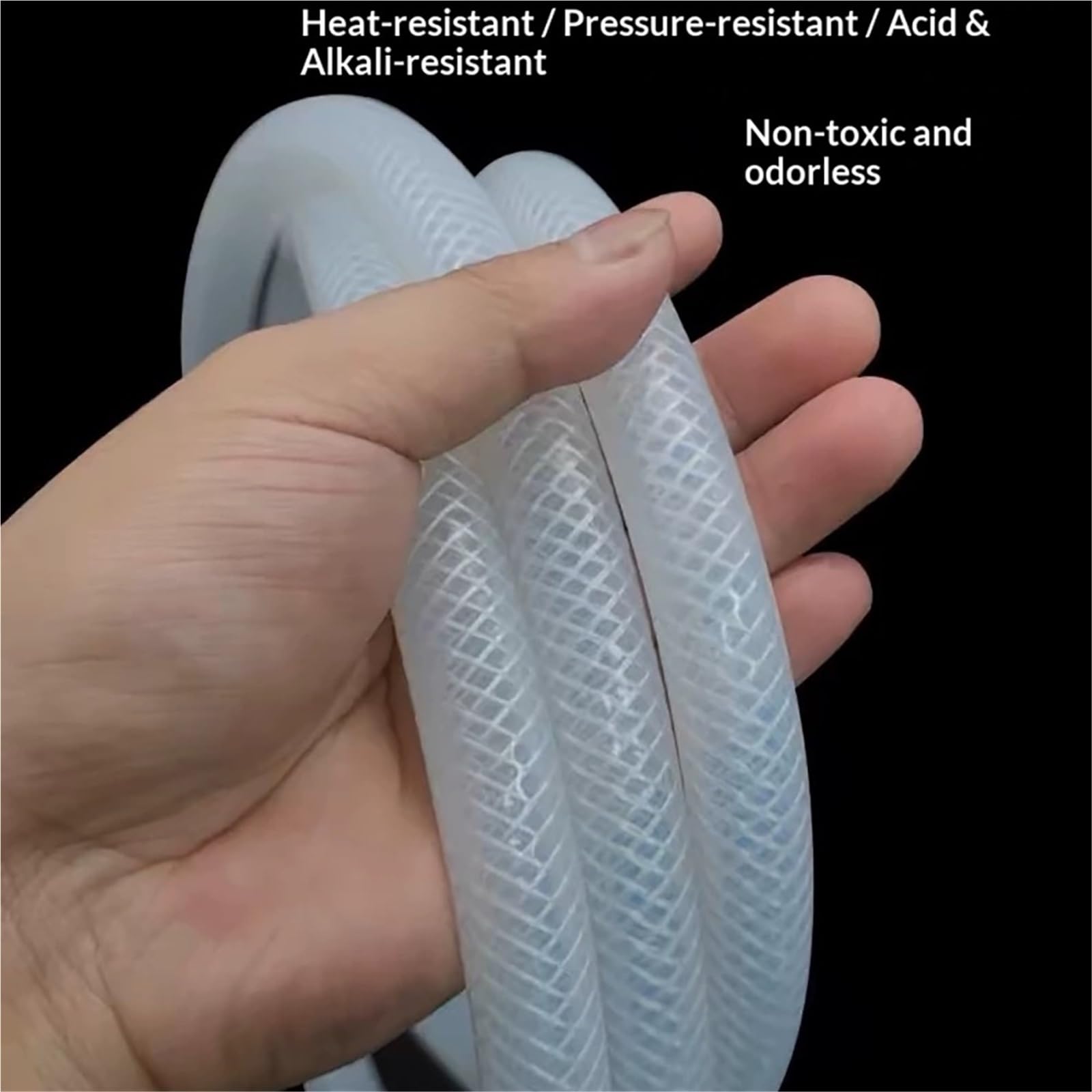 Tubo pvc Tubo trenzado de silicona calidad alimentaria, manguera roscada a prueba explosiones vapor mejorada, tubo corrugado malla aceite agua resistente a la presión(ID25mmXOD35mm,5M)
