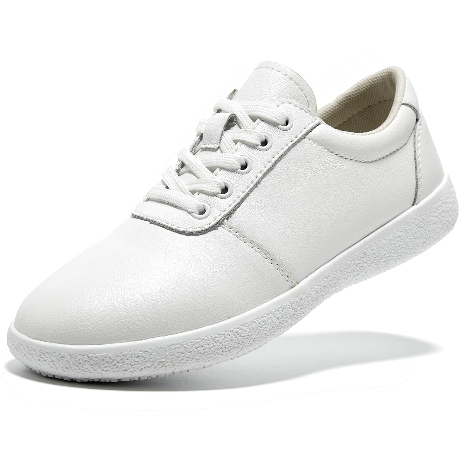TRULAND Zapatos de trabajo antideslizantes para mujer, zapatos de cuero antideslizantes para enfermeras, chefs y profesionales de la salud, ligeros y cómodos para restaurante y servicio de alimentos