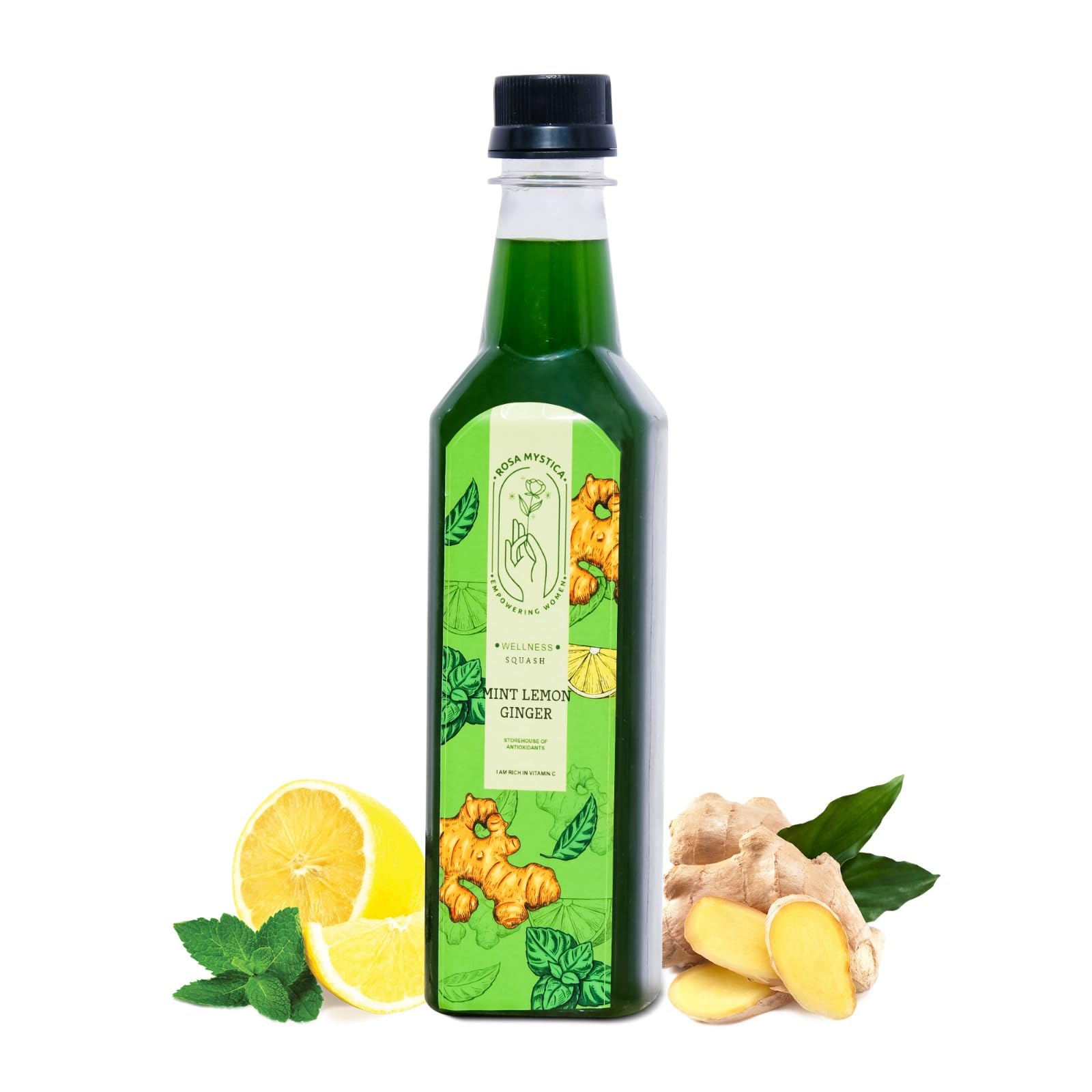 Rosa Mystica Mint Squash | Natural Refreshing Mint Lemon Ginger Squash, No Added Color - 500 ml-image-35