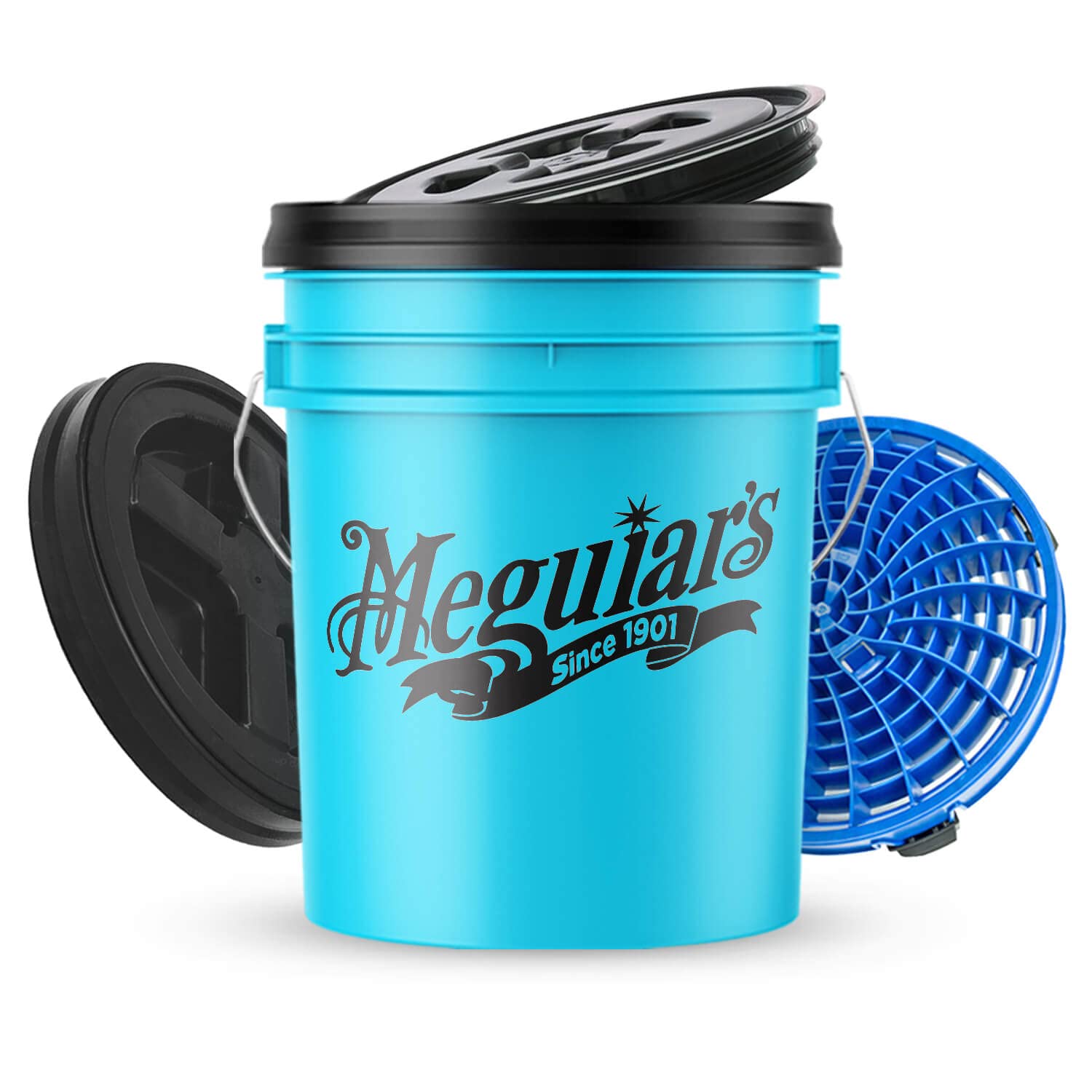 Wascheimerset: Meguiar's Hybrid Ceramic Wascheimer blau + The Detail Guardz Dirt Lock Schmutzsieb (blau) + MaxShine Cross Bucket Wascheimerdeckel Deckel (schwarz)