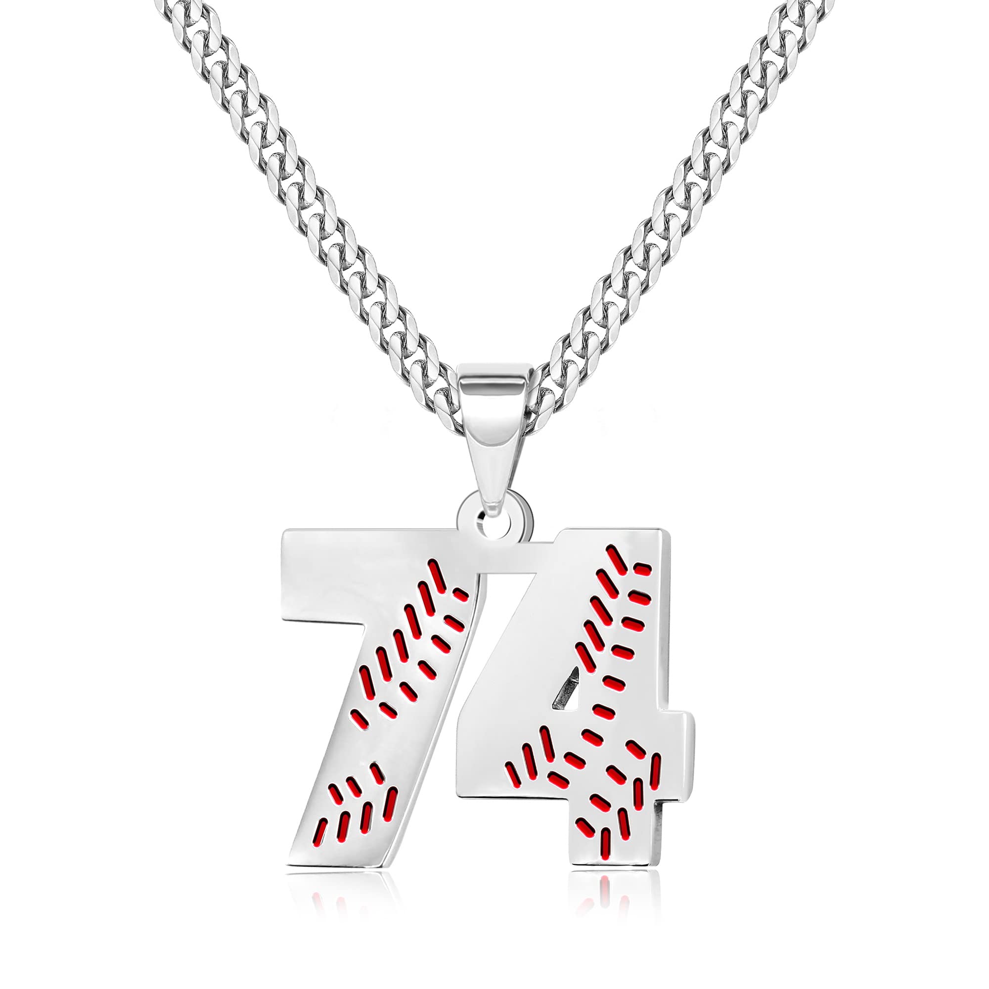 Btysun Baseball Necklaces Baseball Jersey Number 0-99 Charms Pendant Stainless Steel Necklace for Men Baseball Gifts Dad Husband Christmas Gift for Him Mens Jewelry