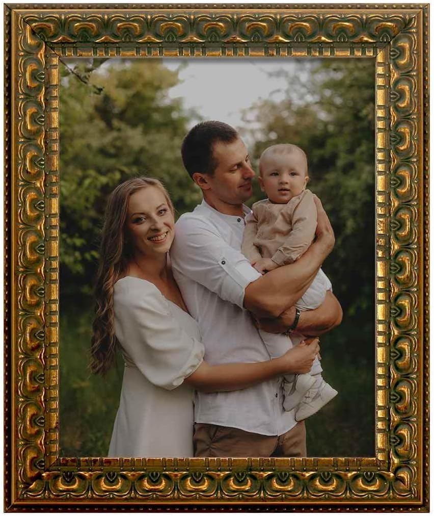 8x10 Mat 6x8 Embossing Vintage Gold Photo Frame-HD Organic Glass Black Velvet Back Panel For Family,Wedding,Festival,Art,Wall,Tabletop,Decoration and Display.