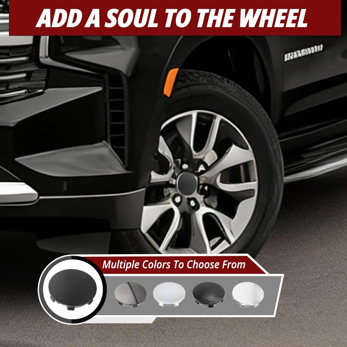 RTrhinotuning Compatible with Yukon Tahoe Escalade 83mm Wheel Center Caps 9595891, OD:3.27"(83 mm) ID: 3"(76.4 mm) Matte Black Center Caps for Rims Hub Caps