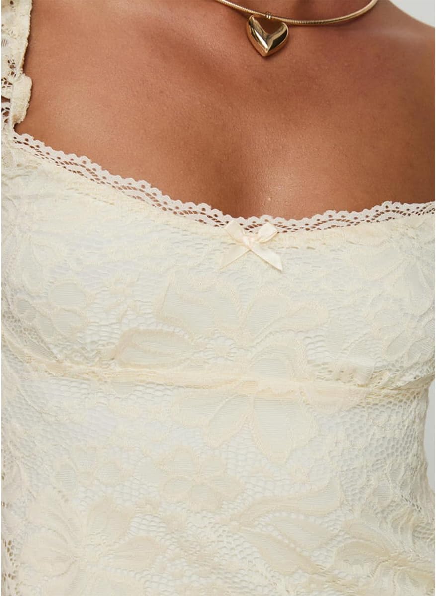 Women Y2k Lace Trim Tank Tops Teen Girl Fairycore Sleeveless Solid Going Out Streetwear Summer Crop Camisole - Image 7