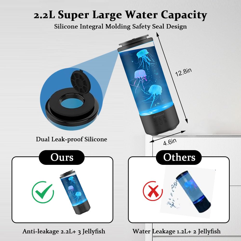 Jellyfish Lamp, Led Quallen Aquarium Lampe Quallen Lampe mit Fernbedienung Bluetooth Quallenlampen mit 7 Farbwechsel mit 4 Lichtmodi Lavalampe Quallen Lampe, für Zuhause Dekoration (Schwarz)