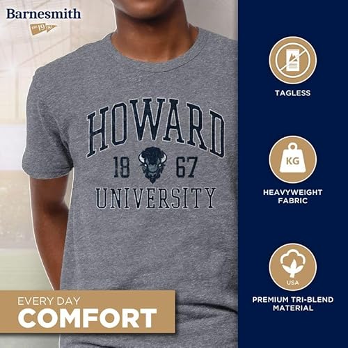 Barnesmith Howard University Bison Triblend Short-Sleeve T-Shirt, Collegiate, Fall Heather, Large - Image 3