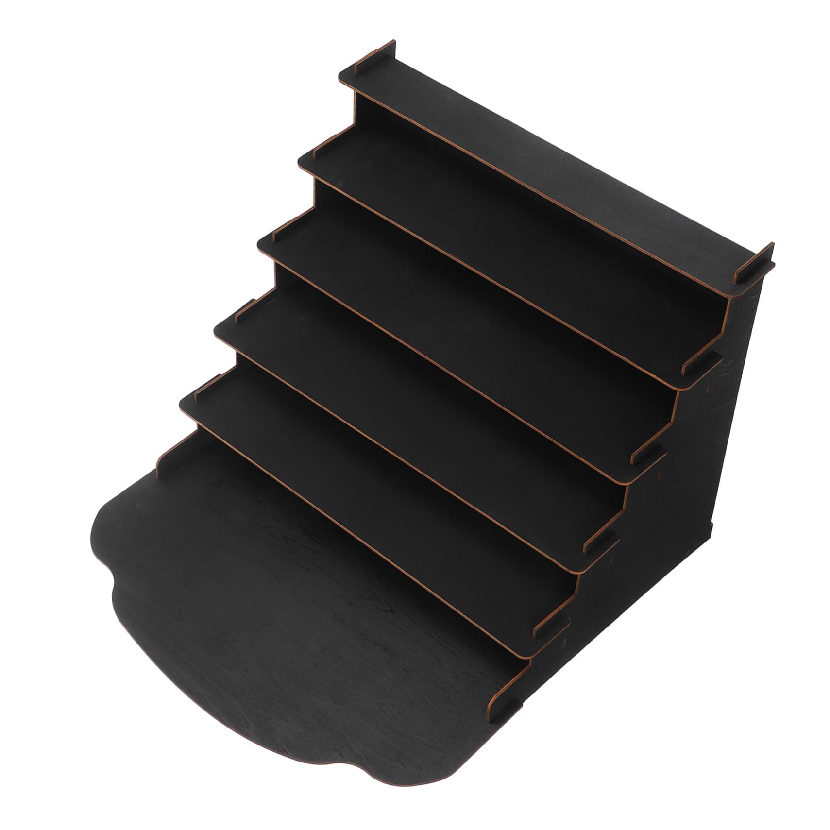 LIFKOME Expositor de Tarjetas de Madera Negro de 5 Niveles para Sobremesa